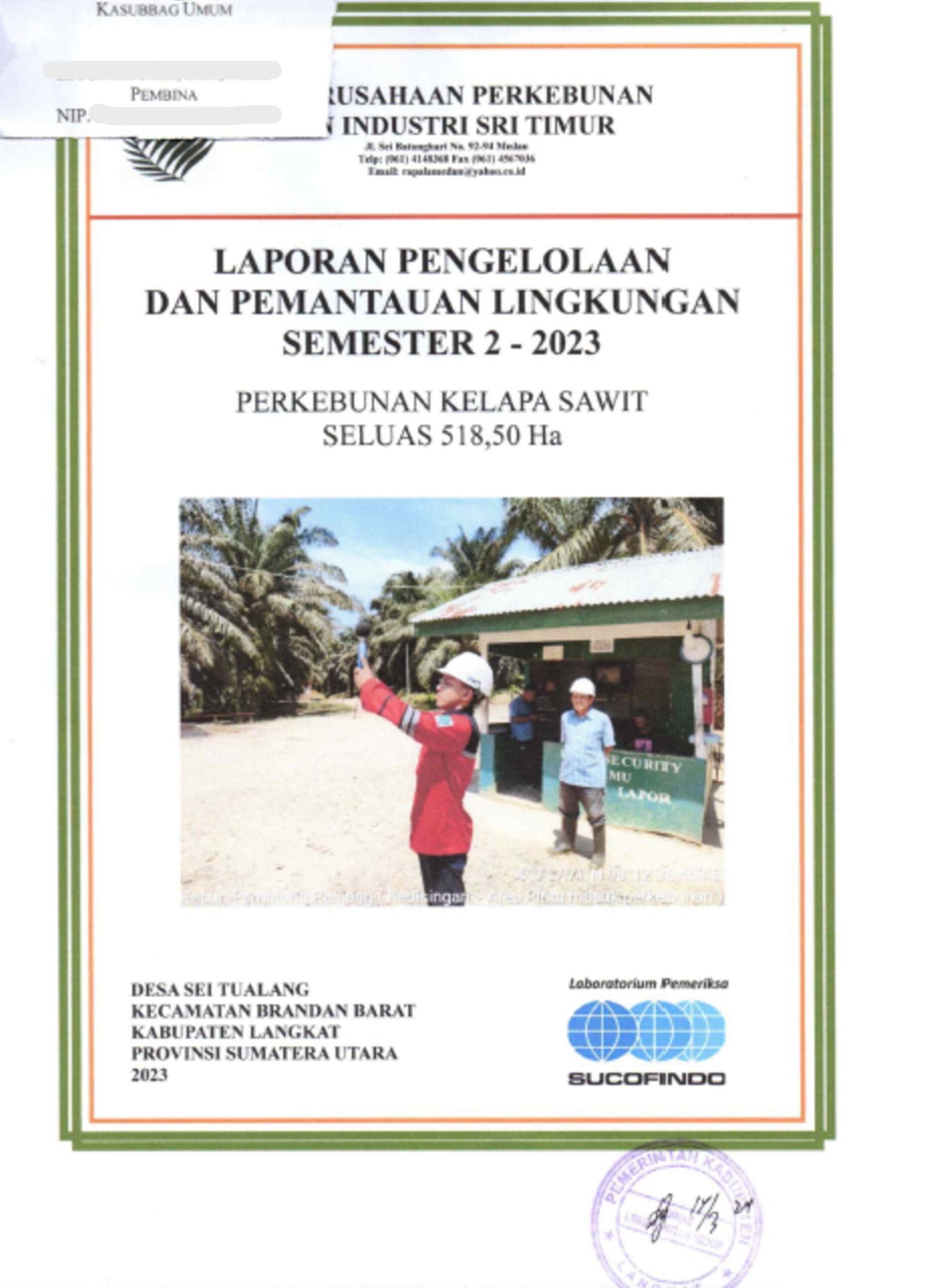 Sustainability - laporan pengelolaan dan pemantauan lingkungan 2023